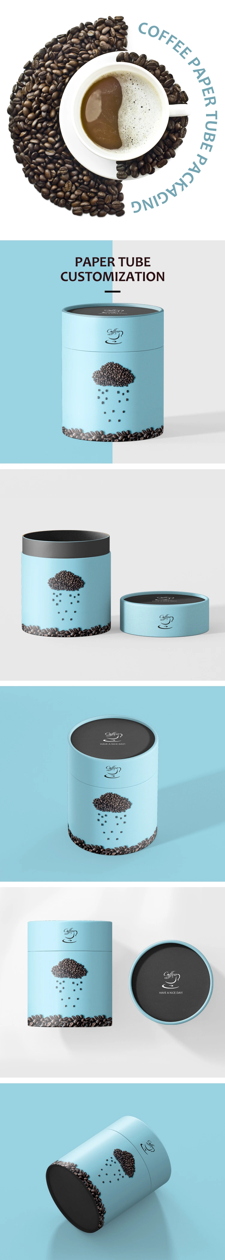 Firstsail Custom Printed Cylinder Coffee Mug Gift Packaging Box Food Grade Round Paper Tube for Coffee Bean Powder Tea Christmas