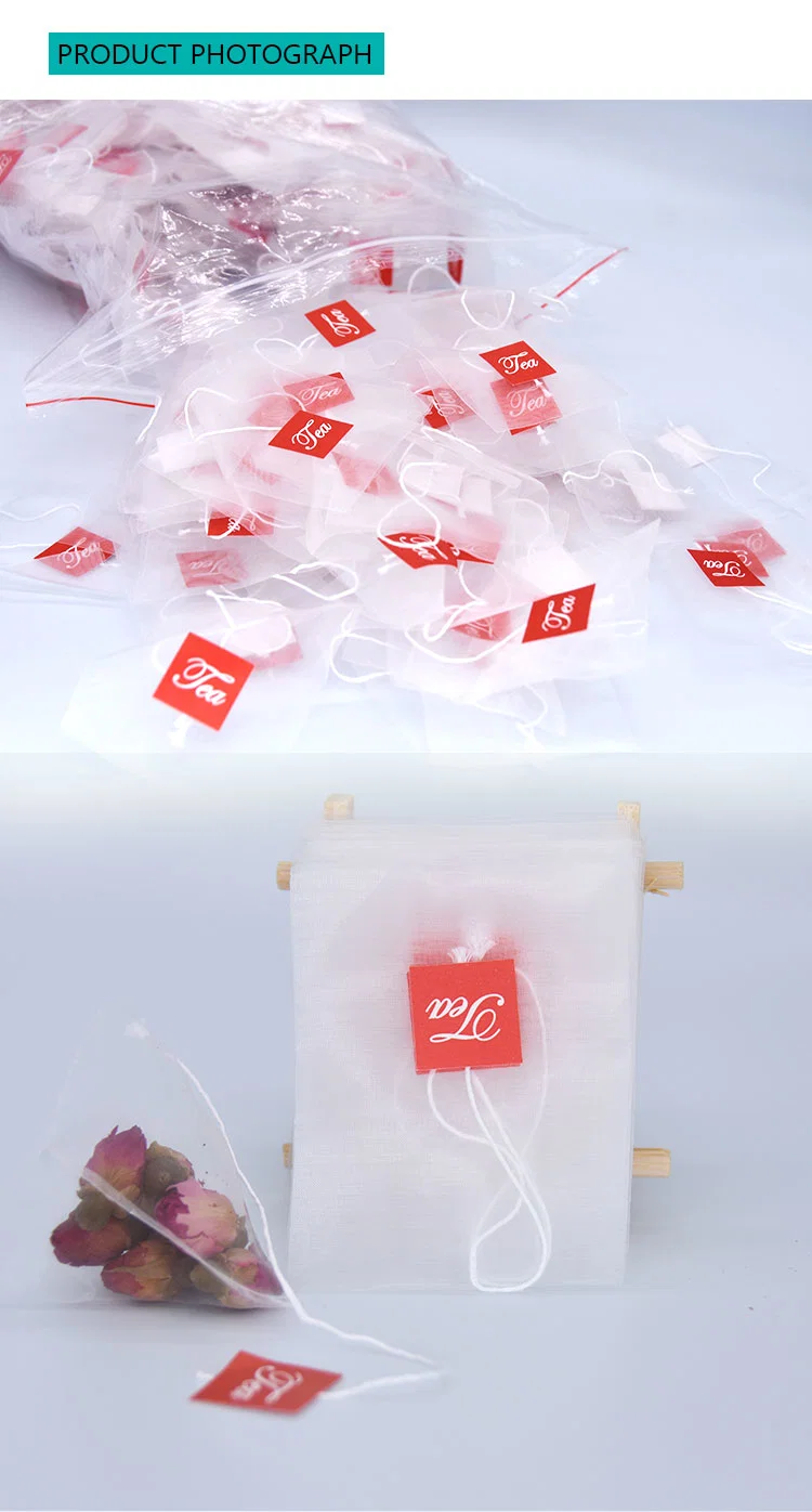 PLA 58 X 70mm Biodegradable Corn Fiber Mesh Pyramid Empty Tea Bags, with Custom Tag