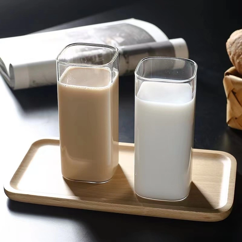 Square Boba Cup Bubble Tea Glass Tumbler Morning Reusable Coffee Milk Tea Water Drinking Glasses Cups