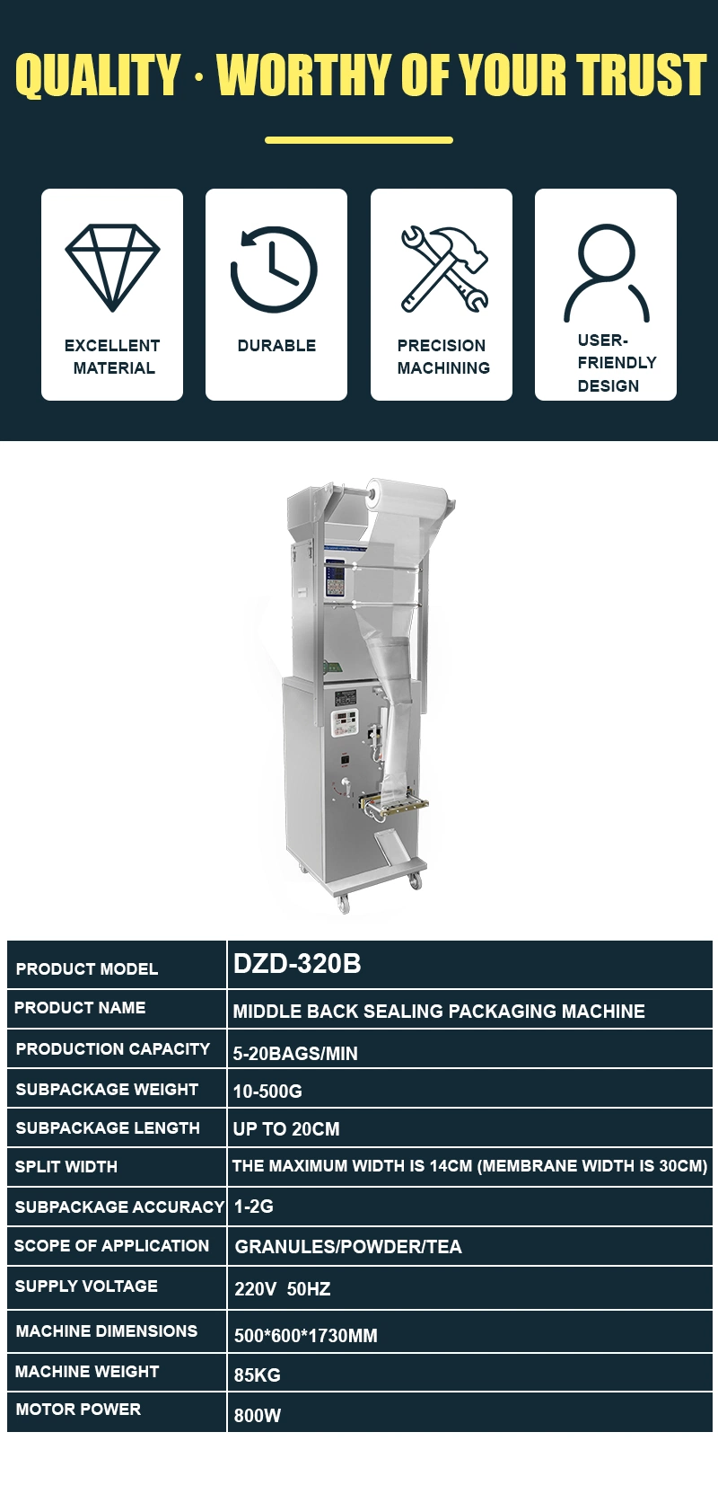 Cheap High Performance Snack Food Granule Packing Machine with Date Coder