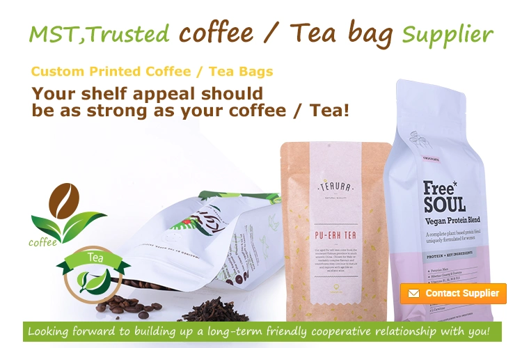 Laminated Flat Bottom Compostable Bag for 500g Coffee &amp; Tea