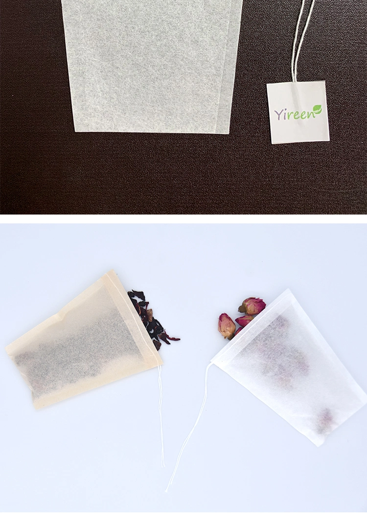 Eco Friendly Biodegradable Trapezoid Shape Filter Paper Tea Bag, Made of Manila Hemp Paper, with Customized Tags, White Color