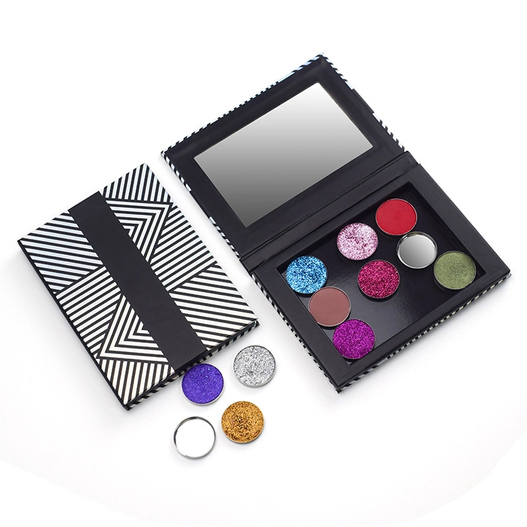 Low MOQ Holographic Shining Custom Empty Magnetic Eyeshadow Palette Package