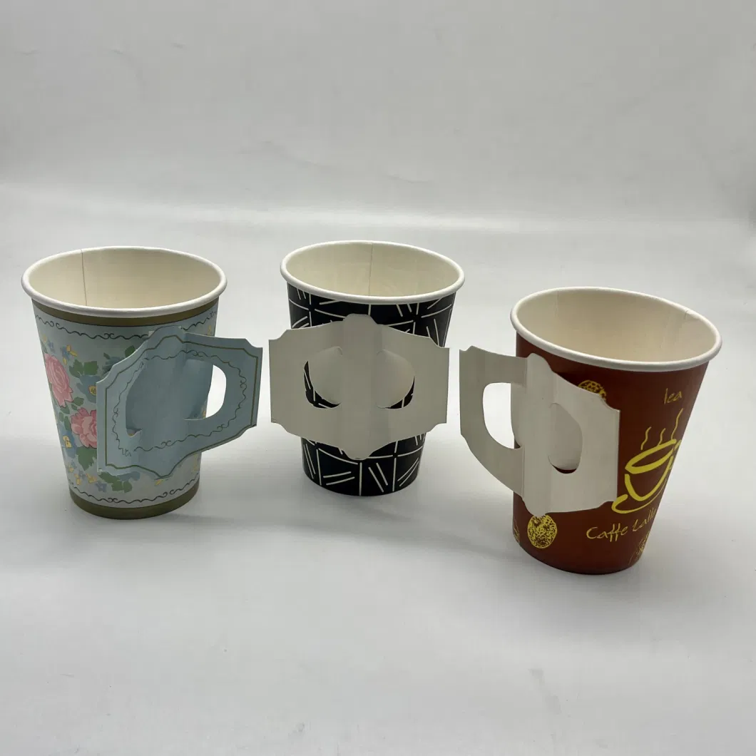 7ozdouble Sided Custom Printed Paper Cup with Handle Afternoon Tea Cup