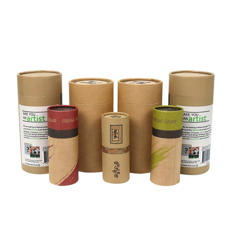 Eco Friendly Custom Food Kraft Matte Tea Box Cylinder Paper Tube Packaging