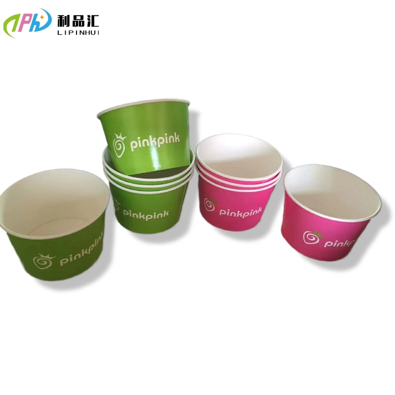 Custom Printing Logo Disposable to Go Modern Ice Cream Packaging Container Ice Cream Cup with Lid Spoon