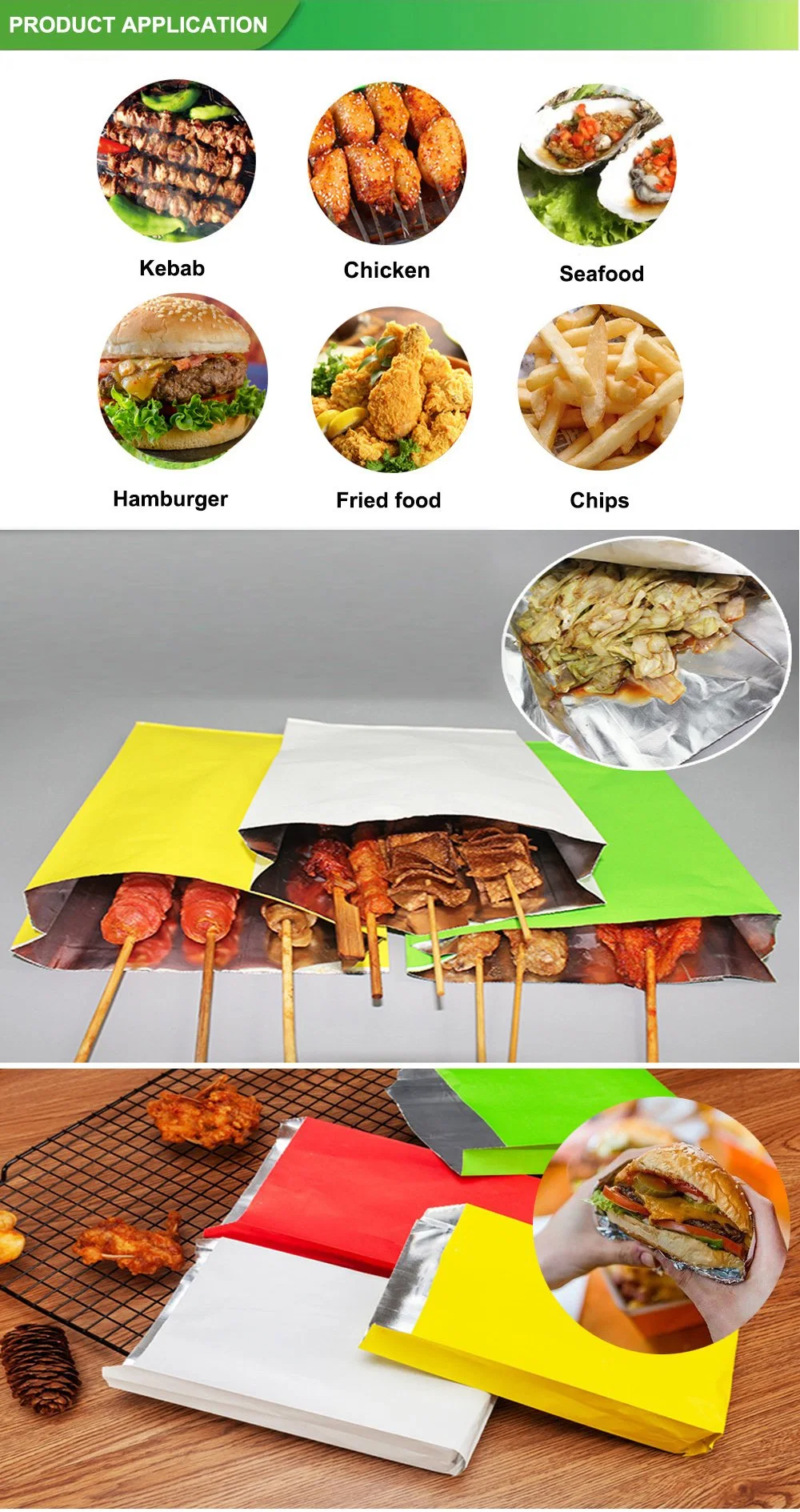 Printedfoilbags Aluminium Paper Kebab Chicken Beef Alum Foil Hamburger Bag