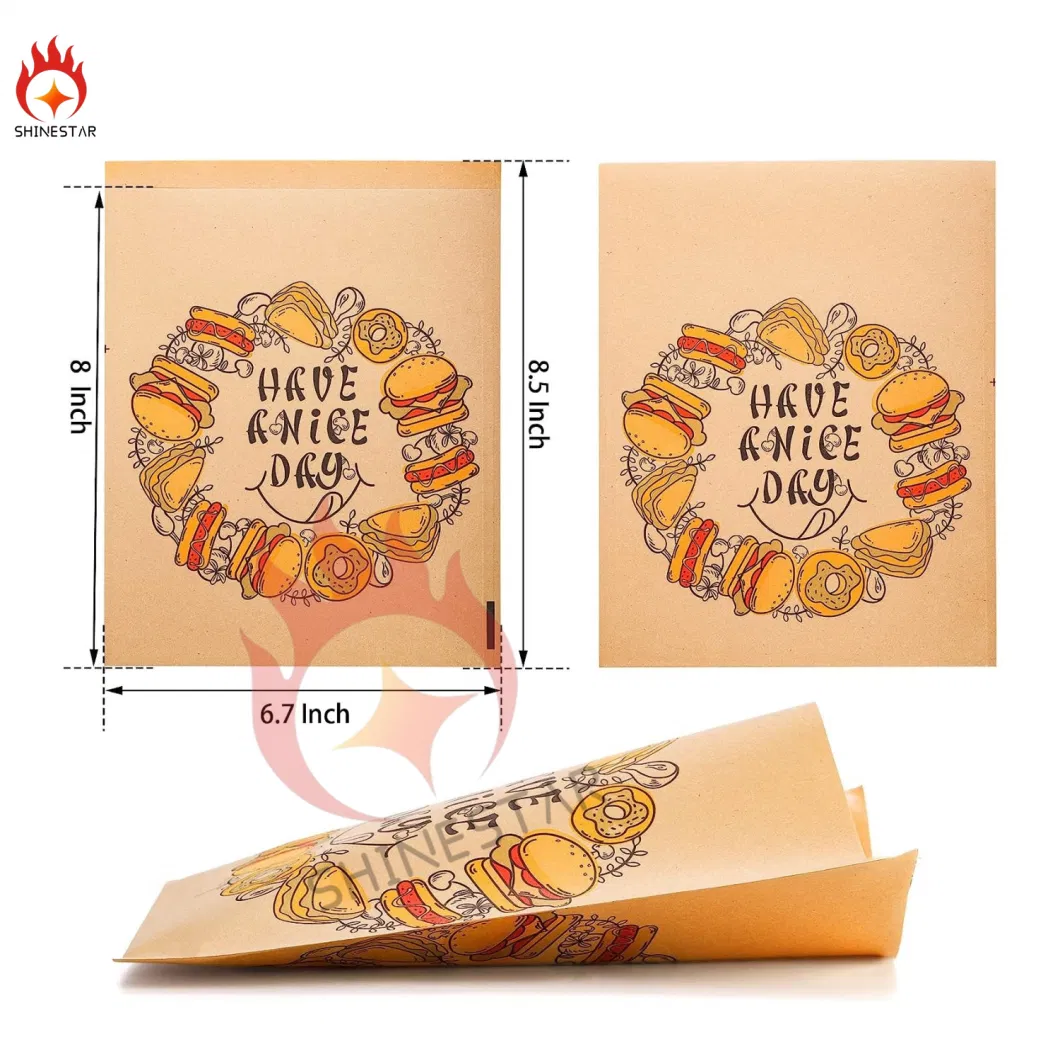 6.7&quot; X 8&quot; Brown Paper Treat Bags Grease Resistant Kraft Bags Small Flat Envelopes Favor Bags for Cookies Snacks Candy Donut Hamburger