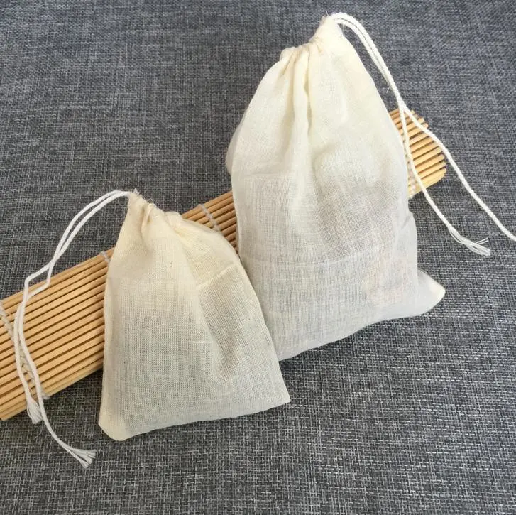 10*15cm Customized Eco-Friendly Cotton Yarn Bag Empty Tea Bags with String