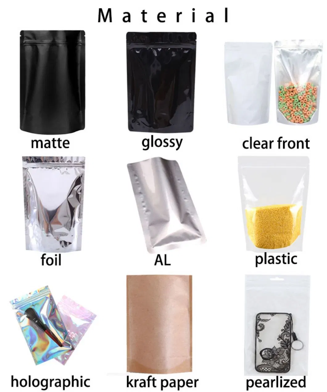 Kraft Empty Flat Bottom Tea Packaging Bags with Valve Zipper and Window