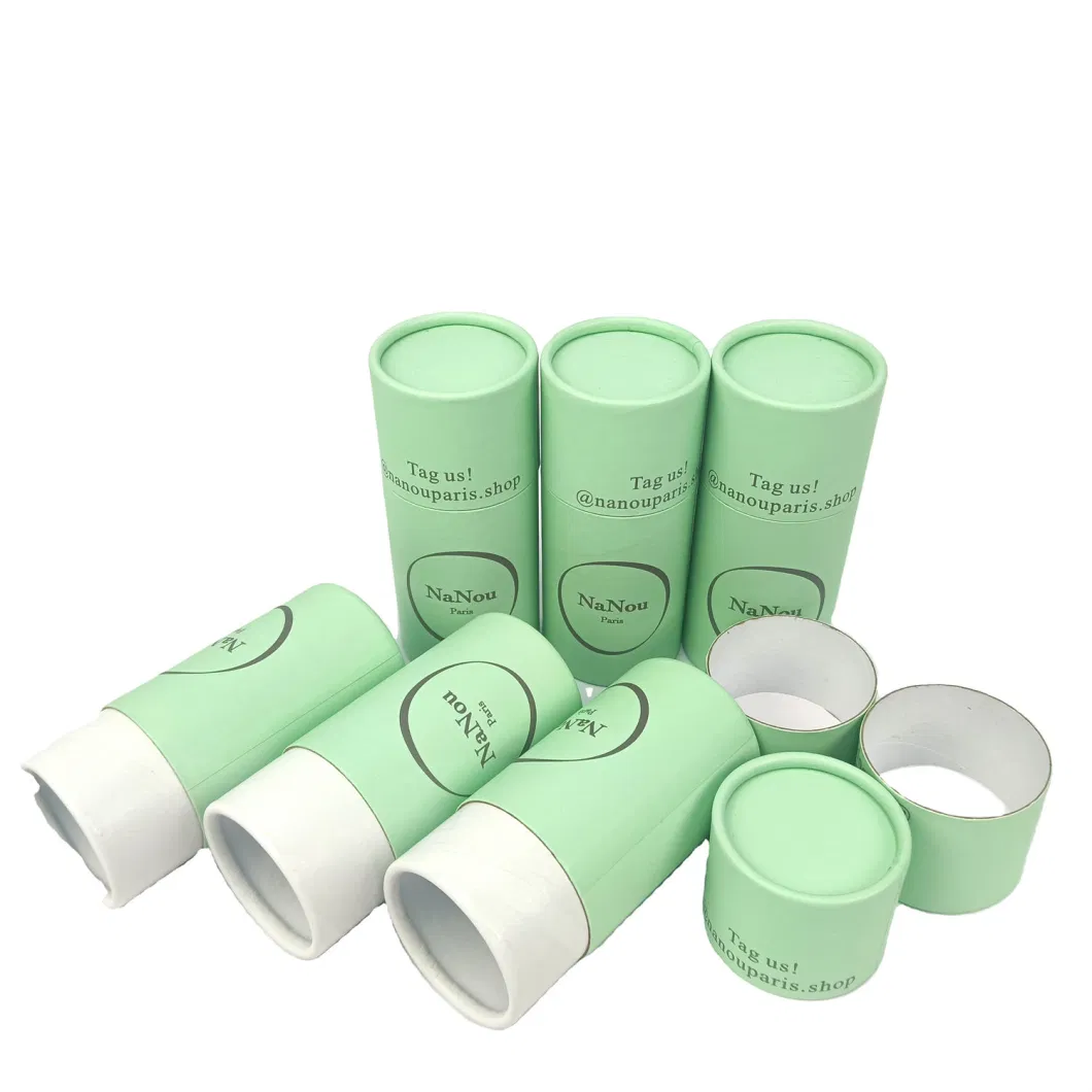 Eco-Friendly Custom Fresh Green Printed Tea Coffee Bean Cylinder Packaging Box Eco-Friendly Paper Tube Round Cardboard Tube Packaging