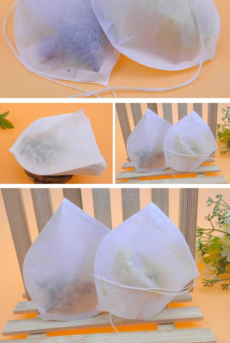 Custom Water-Drop Shape Disposable Food Grade Filter Paper Tea Bags with Strings 85X 95mm Small Coffee Packaging Pouches