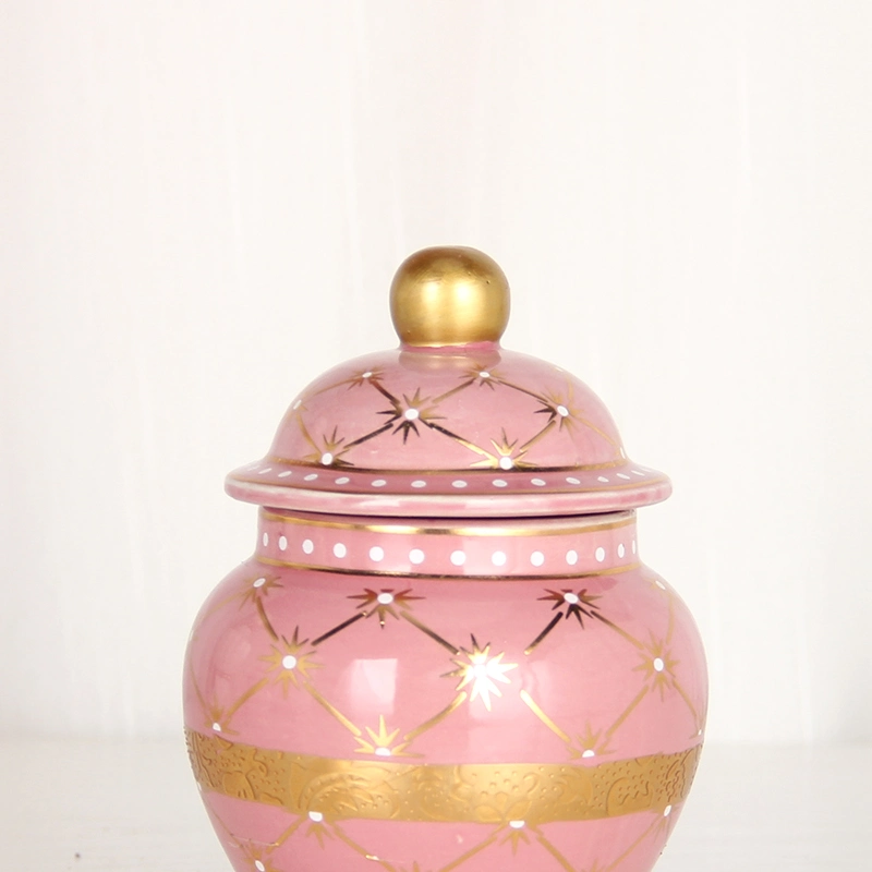 J278p Unique Design Thanksgiving Day Pink Decoration Candle Jar Mini Ceramic Sugar Coffee Tea Jars with Lids