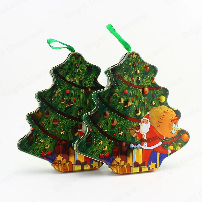 Christmas Decorate Christmas Tree Shape Tin Jar