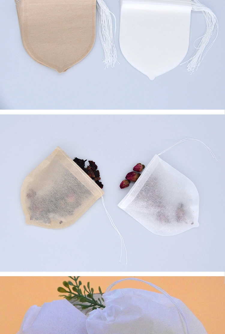 Customized Creative Shaped Empty Filter Paper Disposable Tea Bags with Strings (50X 60mm)