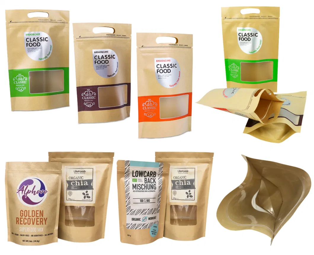 Laminated Kraft Paper Aluminum Foil Stand up Food Packaging Bag