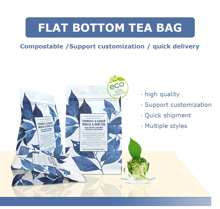Sustainable Empty Compostable Cornstarch Tea Packaging Bag