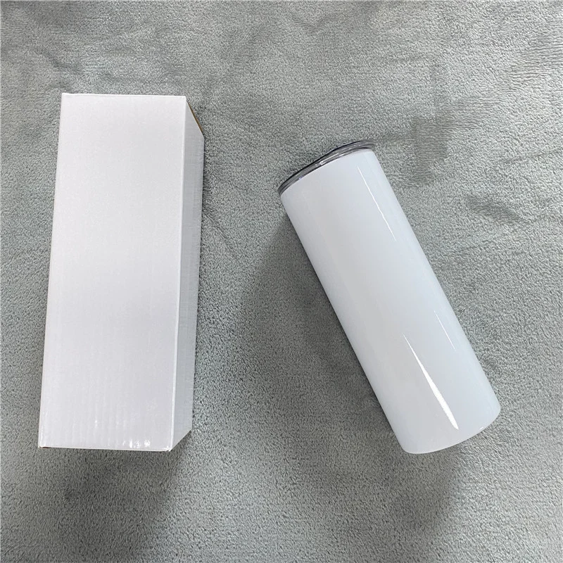 15oz 20oz 30oz Blank Sublimation White Blank DIY Total Straight Non Tapered All Straight Stainless Steel Vacuum Insulated with Metal Straws Lids Shrink Wrap