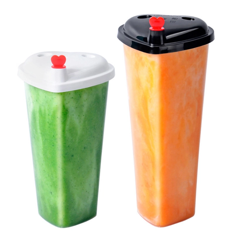Disposable Milktea Cup 500ml 700ml Slim Empty Plastic PP Cold Press Juice Cup with Colorful Cap Customized Logo