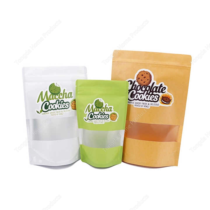 Green/White Waterproof and Oil-Proof Kraft Paper Bag Sealed Food and Medicine Standing Bag