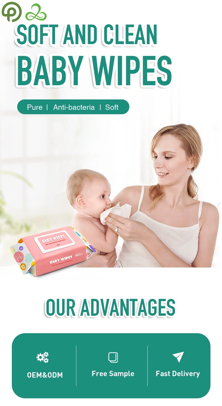 80 PCS Per Pack with Lid Customize Alcohol Free Natural Baby Wipes