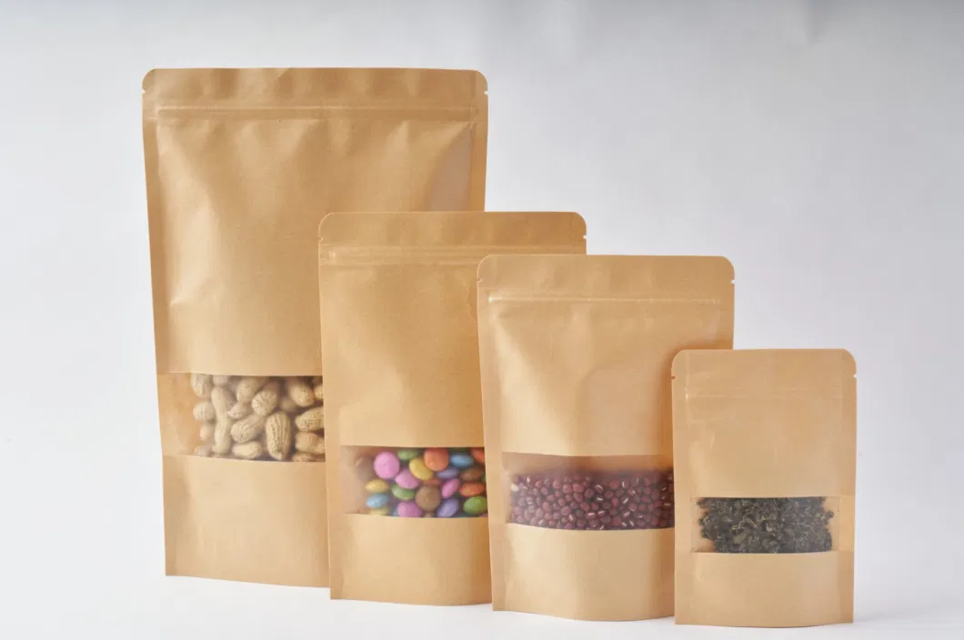 Tea Bag Kraft Paper Self Sealing Bag Coffee Seeds Sweets Ziplock Seal Paper Bag Resealable Pouch Packaging