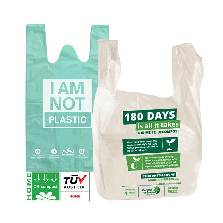 Fully Degradable Compostable Plastic Bag Shopping Vest Bag