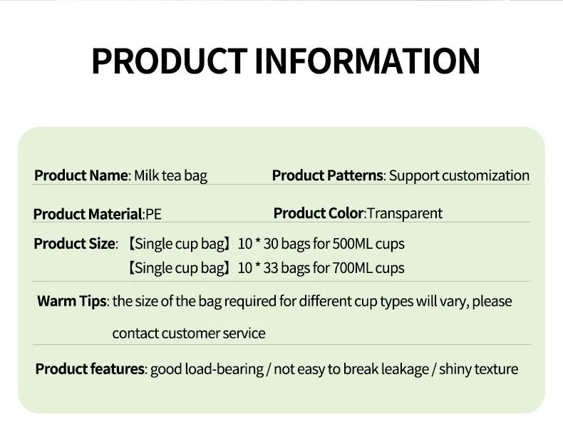 Degradable Single and Double Cup Milk Tea Packing Bags