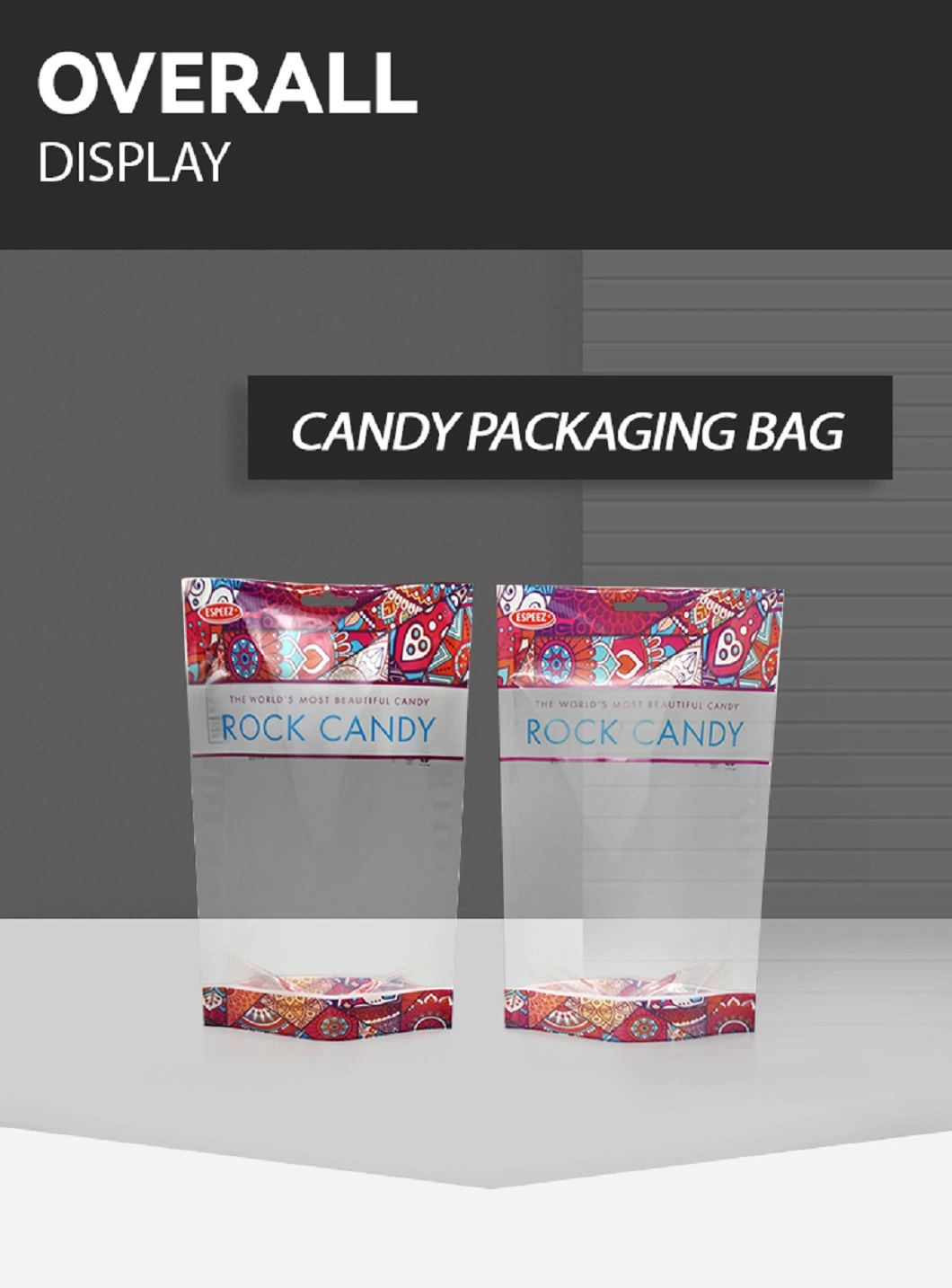 Candy Clear Stand up Aluminum Foil Zipper Zip Lock Pouch Bags Package