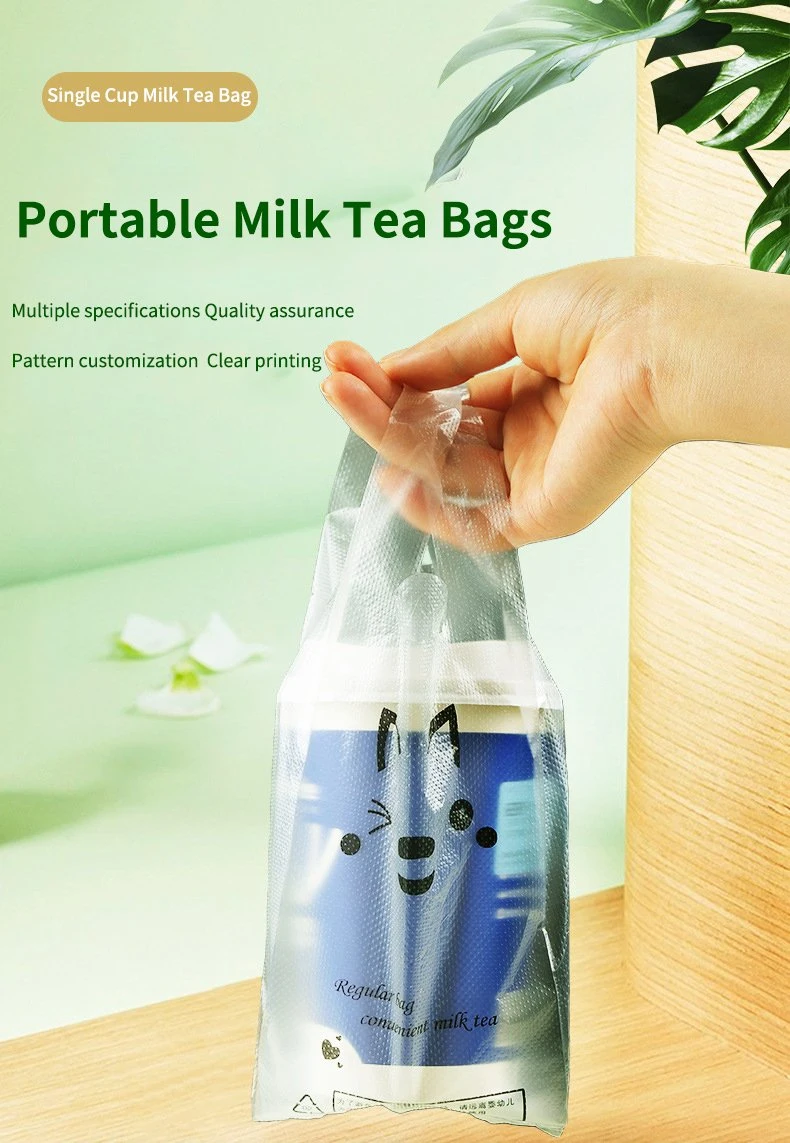 Eco-Friendly Biodegradable Milk Tea Bags Portable Takeaway Plastic Bags