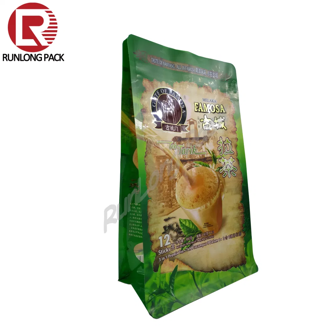 Compostable Empty Flat Bottom Coffee Bags with Valve and Zipper for Coffee Bean/Tea Packaging