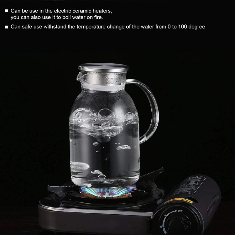 1.6 Liter Glass Pitcher with Lid Covered Iced Tea Pitcher Water Jug