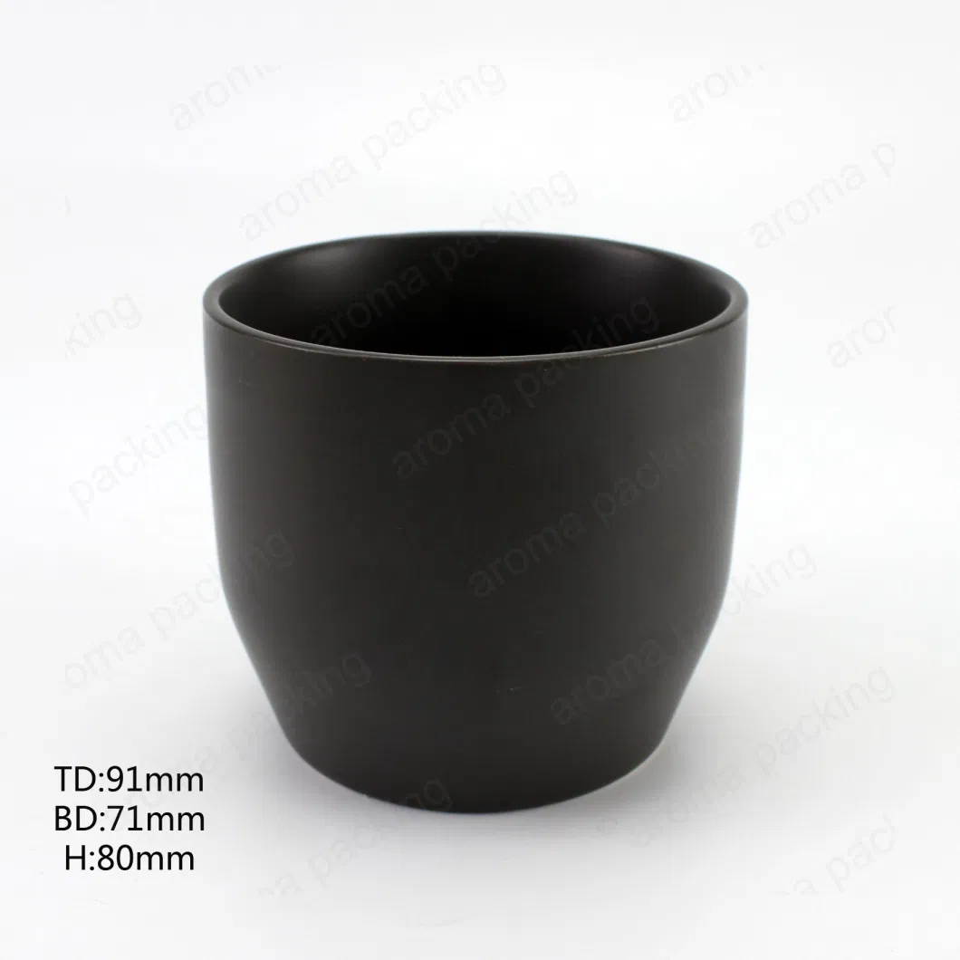 Wholesale Modern Ceramic Matte Black Porcelain Tealight Candle Jar