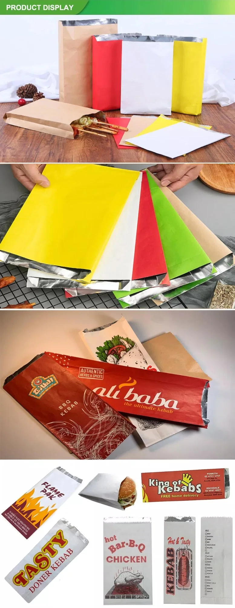 Printedfoilbags Aluminium Paper Kebab Chicken Beef Alum Foil Hamburger Bag