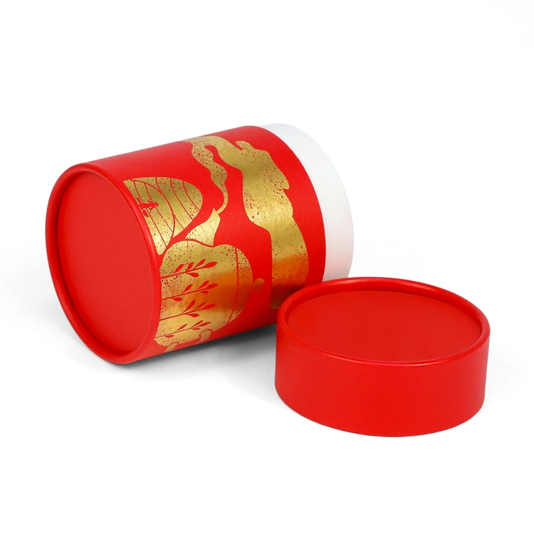 Custom Hot Stamping Logo Rigid Empty Round Box Cylinder Kraft Paper Tube Packaging for Tea