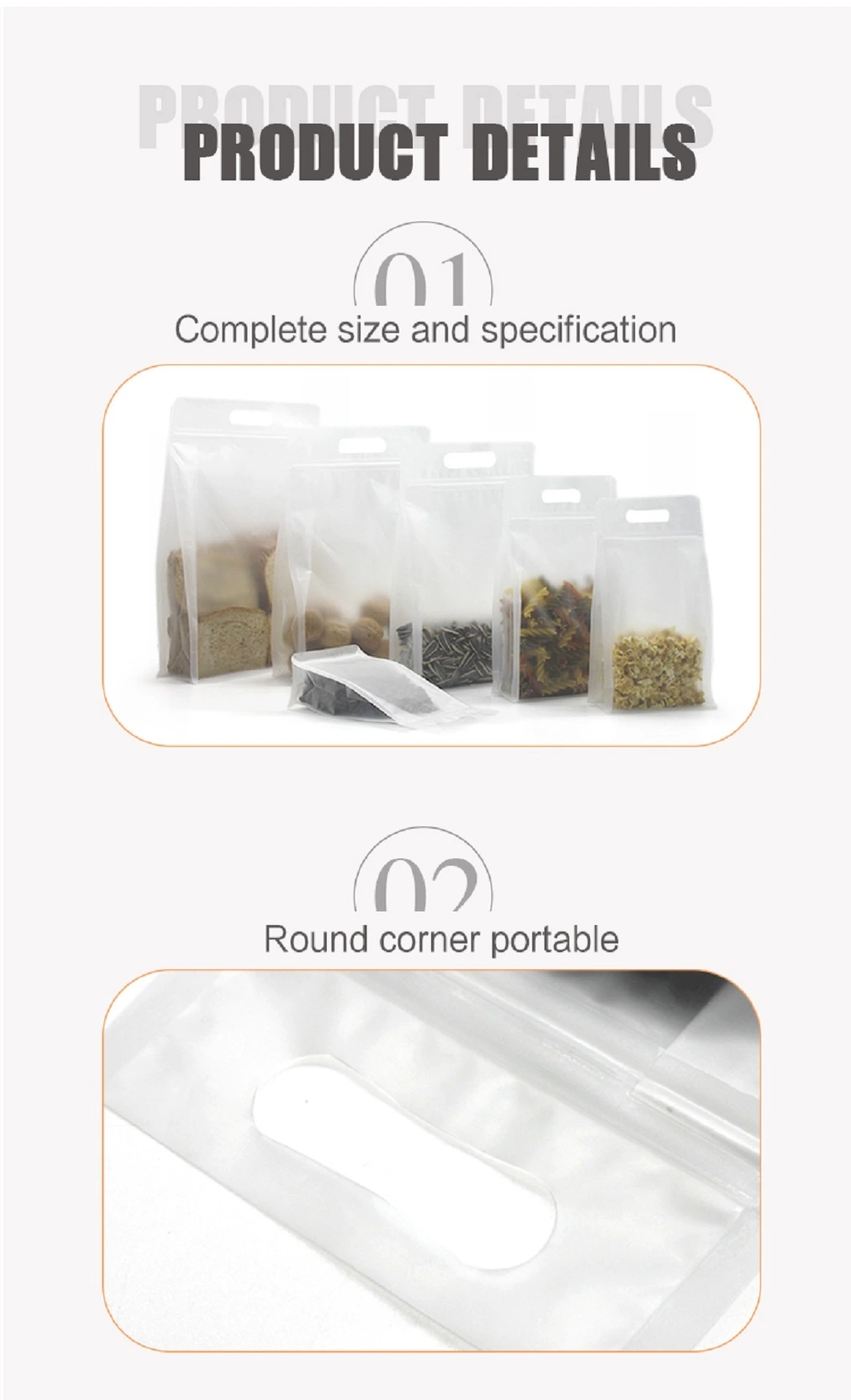 Clear Transparent Boxpouch Quad 16oz Snack Flat Bottom Eight Side Seal Gusseted Food Pouch 500g Standup Zipper Lock Package Bags