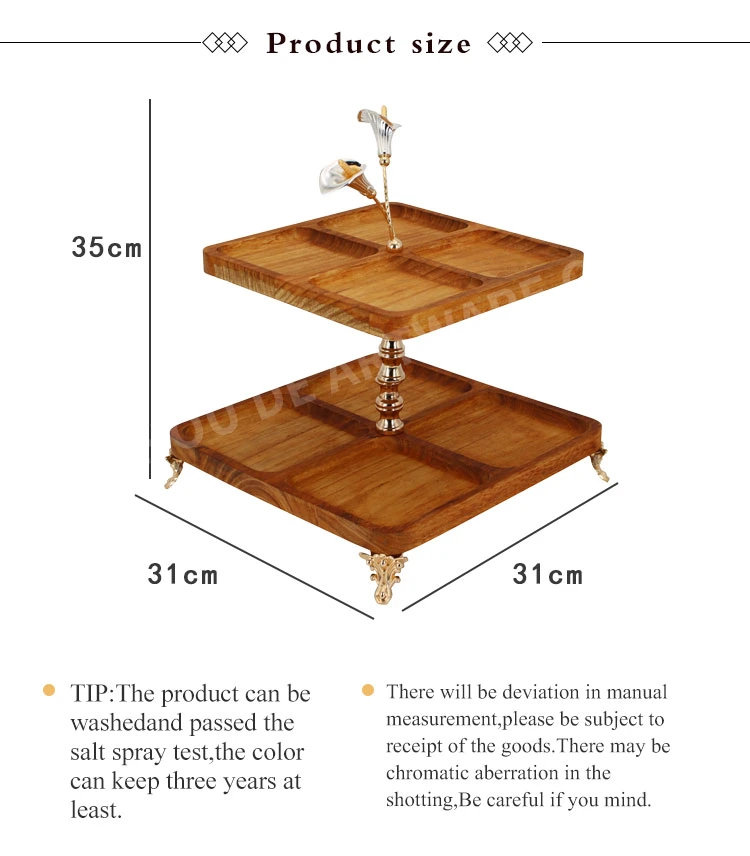 Creative Double Deck Afternoon Tea Tableware Candy Snack Cake Rack Wooden Dessert Stand