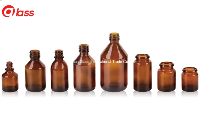 Wholesale Empty Amber Pharmaceutical Glass Bottle with Dinpp28mm Black Cap