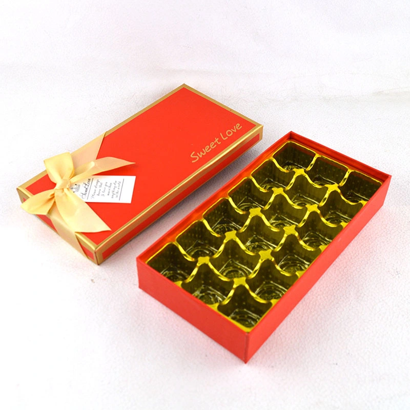 High Quality and Beautiful Chocolate Packaging Box with Decorative Stripes and Bows