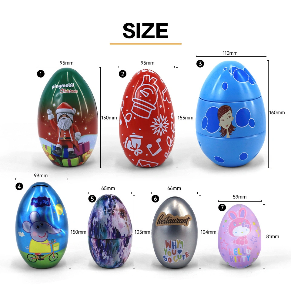 Empty Candy Chocolate Gift Packaging Egg Shaped Tin Box Easter Tin Egg