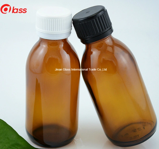 Wholesale Empty Amber Pharmaceutical Glass Bottle with Dinpp28mm Black Cap