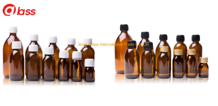 Wholesale Empty Amber Pharmaceutical Glass Bottle with Dinpp28mm Black Cap