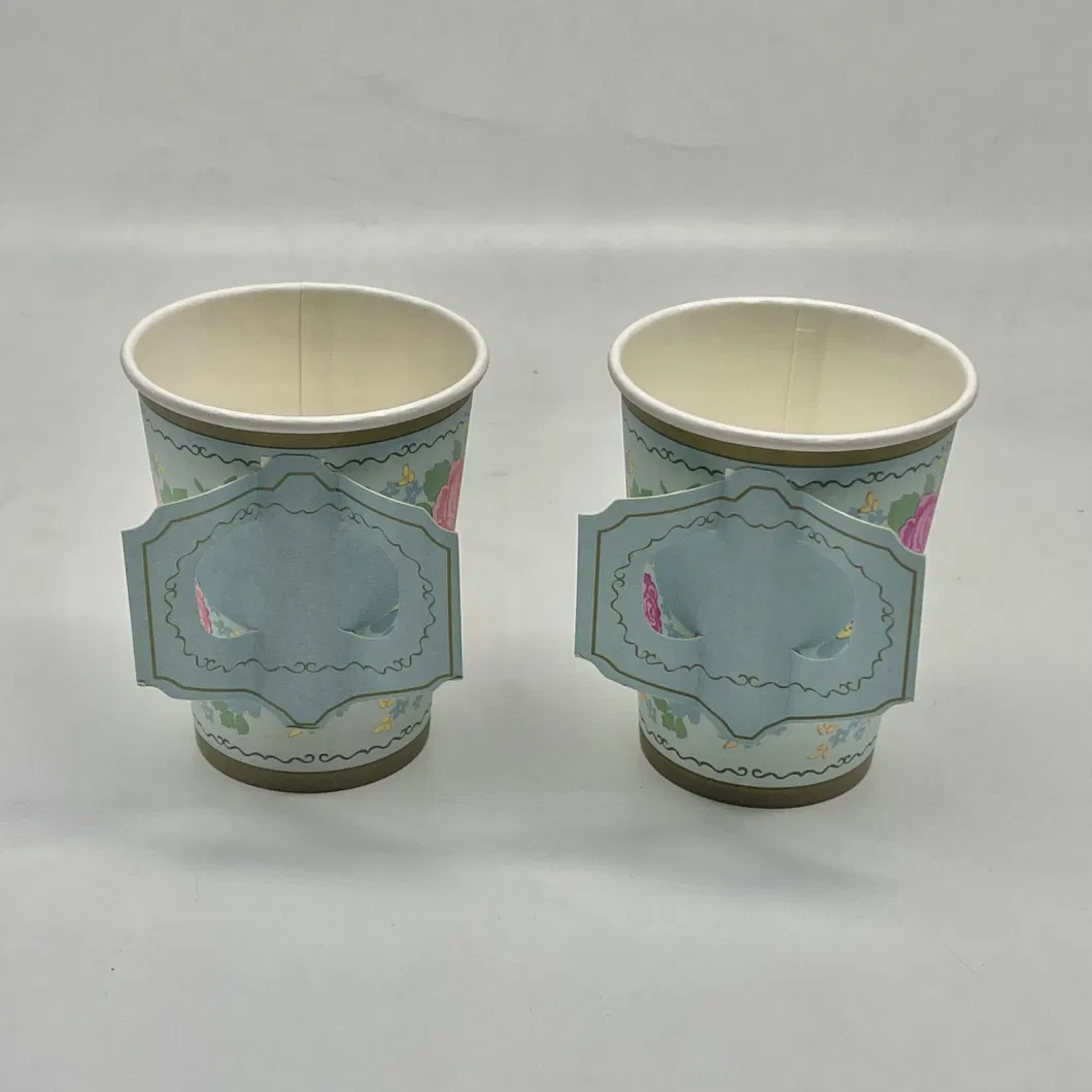 7ozdouble Sided Custom Printed Paper Cup with Handle Afternoon Tea Cup