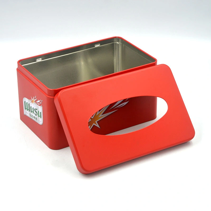Custom Empty Reusable Rectangular Napkin Tissue Hold Container Metal Tin Tissue Box