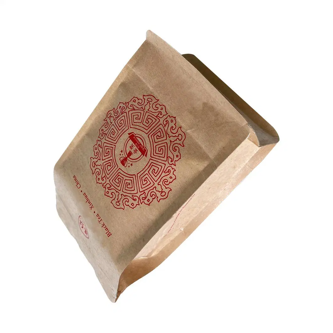 Custom Kraft Paper Compostable Flat Bottom Tea Coffee Packaging Bags with Zipper