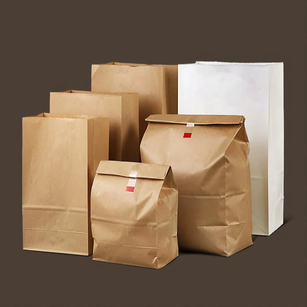 FSC Bespoke Disposable Brown Paper Takeaway Food Packaging Kraft Bag for Coffee Tea Flowers Shopping Clothes Shoes