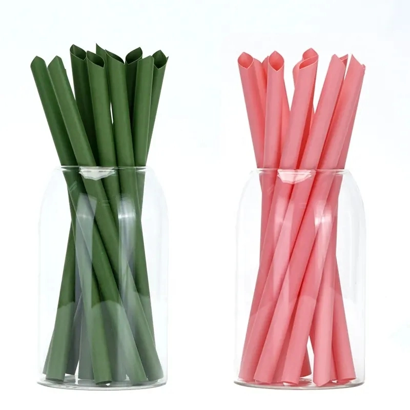 PLA Material Colorful Bubble Tea Straight Straw Degradable Individually Packaged Straws with Wrap Printing Paper