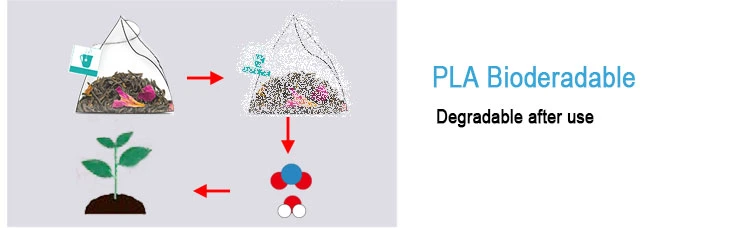 Heat Sealing Corn Fiber Tea Bags, PLA Biodegraded Tea Filters, Triangle Pyramid Filter Bags, Could Customize Tags