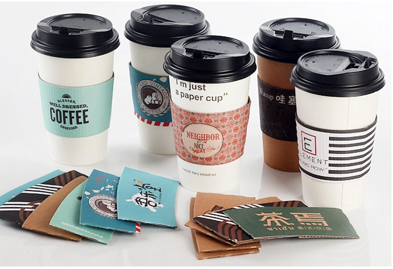 Disposable White Coffee Cup Paper Cup Hot Drink Packaged Milk Tea Cup Commercial Thickened Double Layer Paper Cup with Lid Wholesale Customization