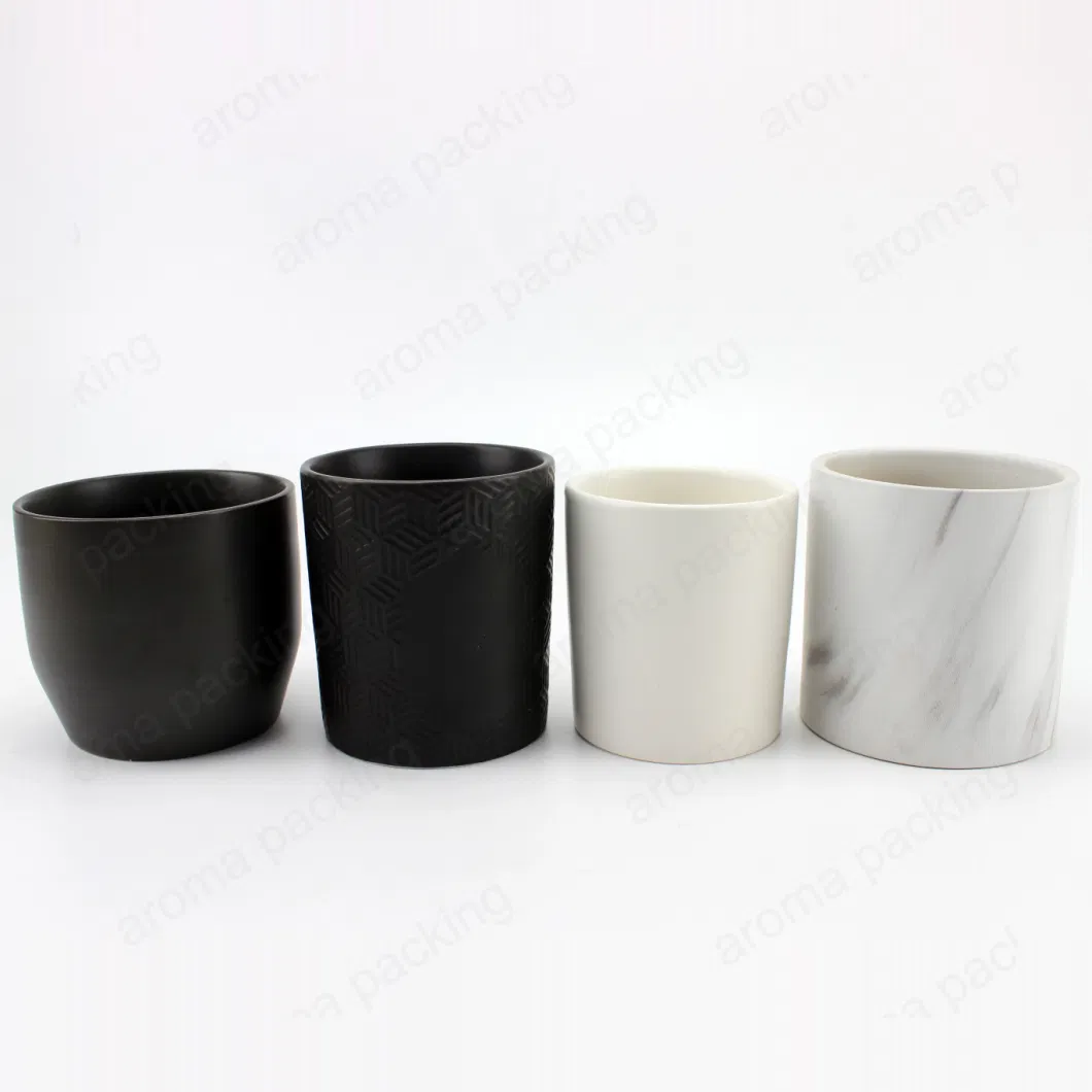 Wholesale Modern Ceramic Matte Black Porcelain Tealight Candle Jar